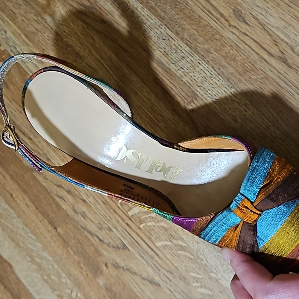 Deliso Vintage Colorful Material Heels 8.5B - Picture 13 of 16
